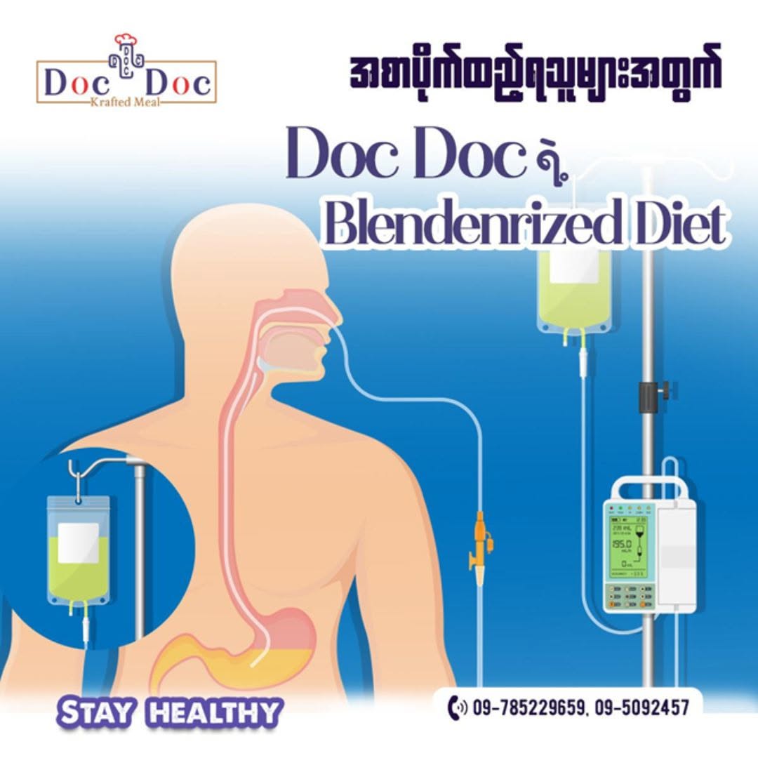 Illustration of blenderized diet feeding support